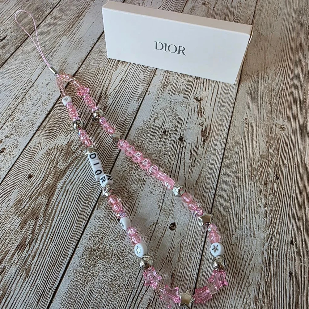 Dior Pink Beaded Phone Charm